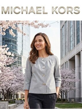 Michael Kors Grey Button Front Jacket